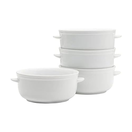 Everyday White by Fitz and Floyd Set of 4 Handled Soup Chili Bowls, 20 ounces, White - size: 20 ounces