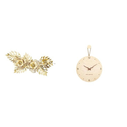 Hanging Wall Wall Decor Pendant Wall Clock Decorative Stylish Leaf Iron Wood Features Suitable for Hotel Wedding Party Gift