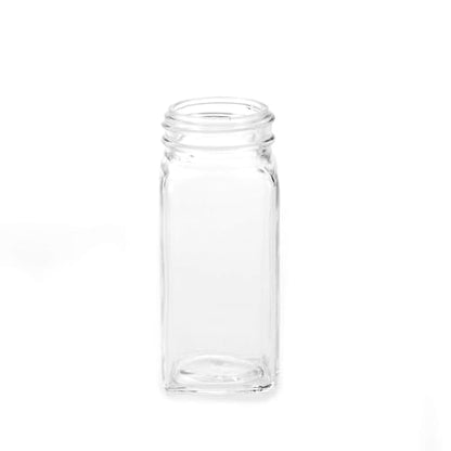 4oz, BEST VALUE 14 Glass Spice Jars includes pre-printed 113 CLEAR PVC labels & round 126 CHALKBOARD labels. 14 Square Empty Jars, Airtight Cap, kitchen Funnel Pour/Sift Shakers