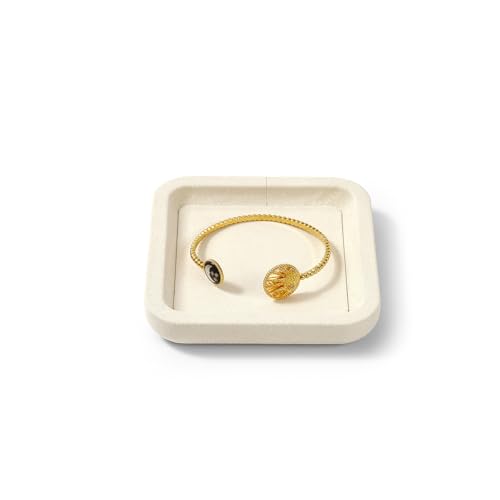 Beige Microfiber Flat Jewelry Display Tray Catchall Jewelry Dish | Multi-use for jewelry & small sundries, space-saving mini size, ideal for home storage, retail showcase & product photography - color: Beige, size: 10 * 10 * 1.5cm