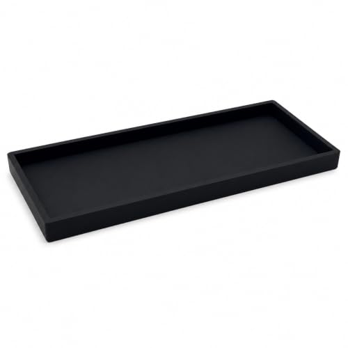 Vanity Tray for Bathroom Counter, Non-Slip Shatterproof Countertop Organizer Tray, Silicone Tray for Perfume, Jewelry, Keys, Cosmetics and Kitchen Storage, Black 11.9 x 5.1 in - color: Black, size: 11.9" x 5.1" x 0.8"