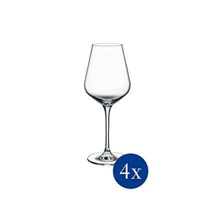 Villeroy & Boch La Divina White Wine Glass Set of 4, Clear, 12.75 oz | Crystal glass white wine glasses, dishwasher safe, graceful shape lets delicate aromas fully develop - style: White wine goblet