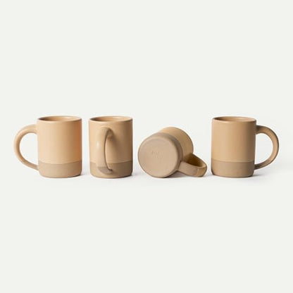 MORA Medium Mugs Set of 4, 16oz Ceramic Pottery Latte Mugs/Coffee Cups - Microwave and Dishwasher Safe - Merrigold - color: Merrigold