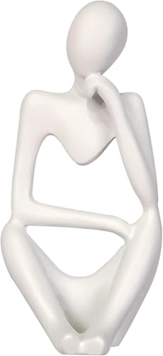 Creative Resin Thinker Minimal Abstract Art Sculpture Statue Figurines Home Office Bookshelf Desktop Decor (White, Right, Small) - color: White, size: Right, Small