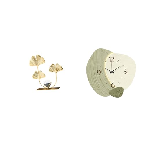 Figurine Statue Metal Flowers Leaf Statue Wall Clock Silent Wall Clock Iron Finish Decorative Ornament Suitable for Dining Room Nurseries Kids