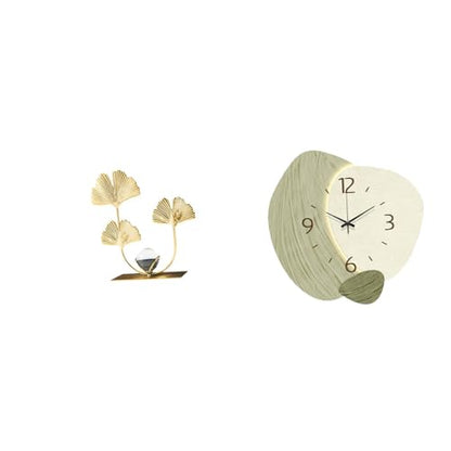 Figurine Statue Metal Flowers Leaf Statue Wall Clock Silent Wall Clock Iron Finish Decorative Ornament Suitable for Dining Room Nurseries Kids