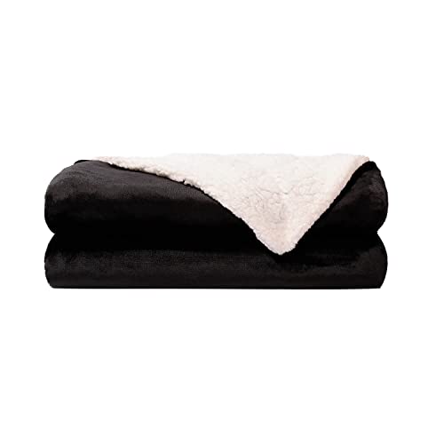 NANPIPER Fleece Blanket Sherpa Throw,Soft Fuzzy Twin Blankets for Couch,Black 60"x80" - color: Black, size: Twin