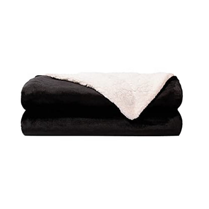 NANPIPER Fleece Blanket Sherpa Throw,Soft Fuzzy Twin Blankets for Couch,Black 60"x80" - color: Black, size: Twin
