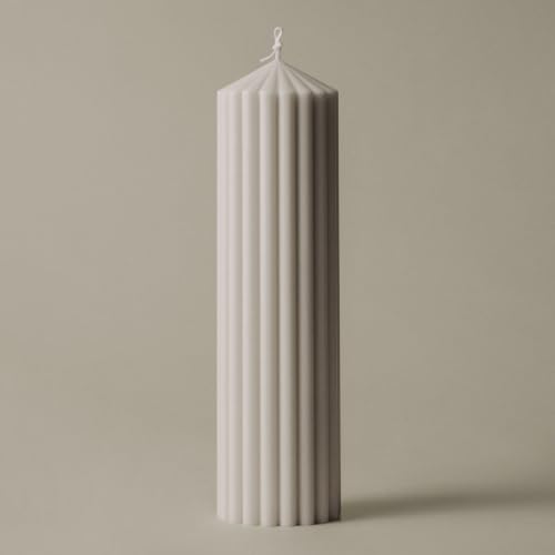 LAWA Ribbed Peak Pillar Candle - Large Beautiful Handmade Pillar Scented Soy Wax Candle Elegant Bubble Aesthetic Candle Housewarming Gift Home Room Shelf Decor Idea White (Large) - color: White, size: Large