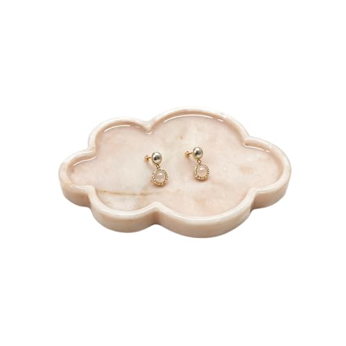 Natural Marble Tray Cloud Shape Vanity Trays, Jewelry Trays Holder Dish for Bathroom Countertop Home Decor Gift Orange Pink - color: Orange Pink