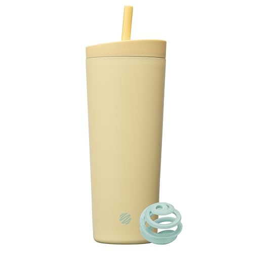 BlenderBottle Tumbler 2-in-1 Stainless Steel Shaker Bottle 24 oz, Mellow | Leak-Proof with Straw Removed | Blenderball Whisk Technology | Sip or Chug Spout | Protein | Greens | Hydration - color: Mellow, size: 24 Ounces