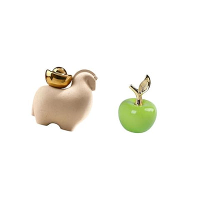 Fenteer Mini Animal Statue Ceramic Figurine Sculpture Ornament Artificial Fruit Collectible Art Crafts Unique Shape Suitable for Offices Living Rooms Bedrooms