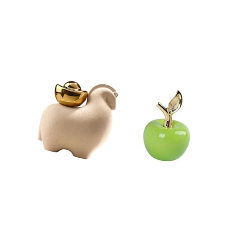 Fenteer Mini Animal Statue Ceramic Figurine Sculpture Ornament Artificial Fruit Collectible Art Crafts Unique Shape Suitable for Offices Living Rooms Bedrooms