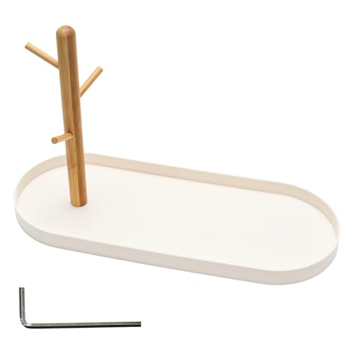 White Multi-Functional Key Tray, Wood Key Bowl Jewelry Tray, 3-Tier Hanging Organizer for Entryway/Rings Phone Bracelets Watches - color: White plastic