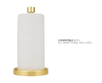 Ivilon Countertop Paper Towel Holder - Modern End Cap Minimalist Design - Color Gold Polished - color: Gold Polished