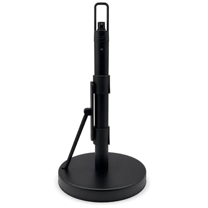 Paper Towel Holder with Spray Pump, All-in-One Countertop Paper Towel Stand with Refillable Bottle, One-Handed Tear Kitchen Roll Holder, Weighted Base, Matte Black - color: Black