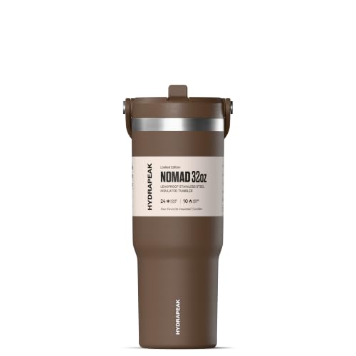 Hydrapeak Nomad 32oz Stainless Steel Insulated Travel Tumbler with Handle & Straw Lid, Leakproof, Cupholder Friendly, Back to School, College Dorm, Gym & Everyday Hydration, Cold 24 Hours (Espresso) - color: Espresso