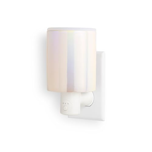 Happy Wax Iridescent Pink Outlet Timer Warmer for Scented Wax - Compact Ceramic Wall Plug in with Timer - for Home Fragrance - Small with Removable Silicone Dish - color: Iridescent Pink