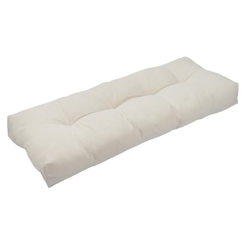 Indoor Outdoor Bench Cushion 45"x18", Non-Slip Patio Furniture Seat Pads, Waterproof Overstuffed Tufted Loveseat Cushion with Round Corner for Window, Swing, Garden, Porch-Cream - color: Cream, size: 45 x 18 x 5 In