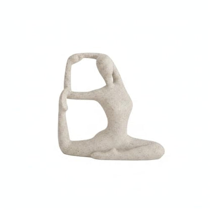 Modern Abstract Resin Human Figure Sculpture, Beige Minimalist Art Statue for Home Office Desk Shelf Decor - size: 8.66 x 3.94 x 11.02 in