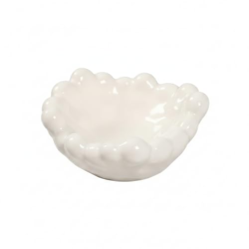 Ceramic Catchall Tray with Bubble Design, Compact Storage Bin for Keys and Jewelry on Vanity or Entryway (1 PC) - color: White