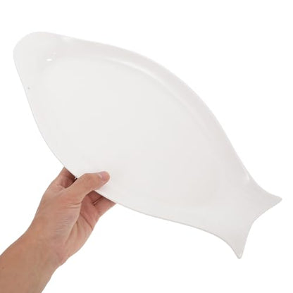 Hemoton Oval Fish Plate Ceramic Steamed Pure White Serving Platter for Kitchen Platters for Serving Food Sushi Rolls Fruit Slices Appetizers 15.74 X 7.48 X 0.98 in - size: 38x18cm