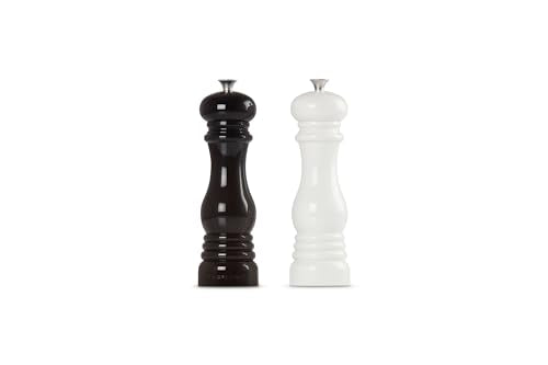 Le Creuset Salt and Pepper Mill Set, 8" x 2 1/2" each, Black & White - color: Black/White, size: Large