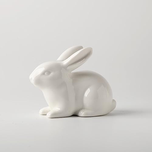 GOODSTART Ceramic Bunny Rabbits Easter Bunny Figurine Porcelain Modern Art Home Decoration, Statues for Spring Home Decor, Easter Decorations Rabbit Figurines