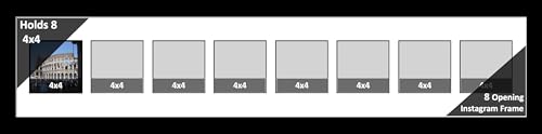 8-2 Row 4x4 Opening Manhattan Black 10x20 Picture Frame Holds 4x4 Photo Collage with White Matting and Glass - color: White, size: 8 4x4 2 Row