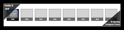 8-2 Row 4x4 Opening Manhattan Black 10x20 Picture Frame Holds 4x4 Photo Collage with White Matting and Glass - color: White, size: 8 4x4 2 Row