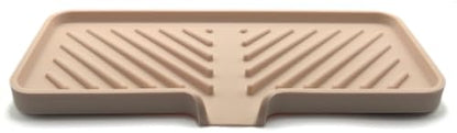 Silicone Soap Dish Tray and Sponge Holder with Drain Chute and Feet | 3-Way Sloped Design | Bathroom and Kitchen Sink Organizer Caddy (Sand Dollar, 10"x4", 7.8 Ounces) - color: Sand Dollar, size: 10"x4"