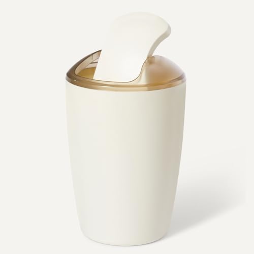 Amazon Basics 6-Piece Bathroom Accessory Set with Toothbrush Holder, Soap Dispenser, Soap Dish, Toothbrush Cup, Trash Can and Toilet Brush & Holder, Ivory - color: Ivory