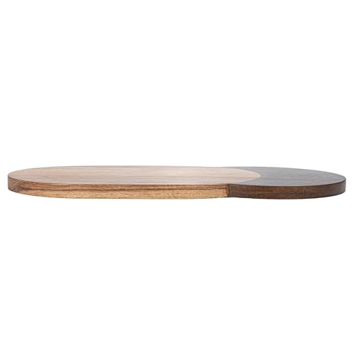 Bloomingville Oval Two-Tone Wood Cheese and Serving Board, Natural and Walnut - size: 15.8"L x 8"W