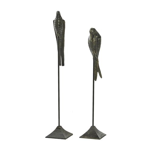 Deco 79 Aluminum Metal Bird Decorative Sculpture Home Decor Statues, Set of 2 Accent Figurines 29", 35"H, Black