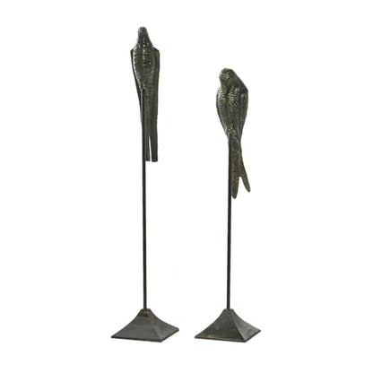 Deco 79 Aluminum Metal Bird Decorative Sculpture Home Decor Statues, Set of 2 Accent Figurines 29", 35"H, Black
