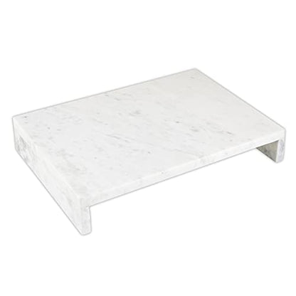 Santa Barbara Design Studio Waterfall Marble Tray - Elegant Table Display Riser Charcuterie Cheese Board Footed Stand, 14" x 10", White