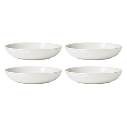 Lenox French Perle Groove White Stoneware 24-Piece Dinnerware Set for 8 | dishwasher safe | plates and bowls sets for kitchen and dining | 11 inch plate, dish set, dishes | 2.25 inch, 16oz - style: 24-Piece Dinnerware Set