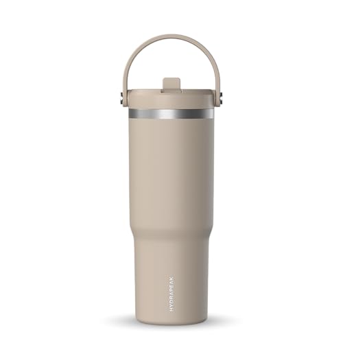 Hydrapeak Nomad 32oz Stainless Steel Insulated Travel Tumbler with Handle & Straw Lid, Leakproof, Cupholder Friendly, Back to School, College Dorm, Gym & Everyday Hydration, Cold 24 Hours (ST-Latte) - color: ST-Latte