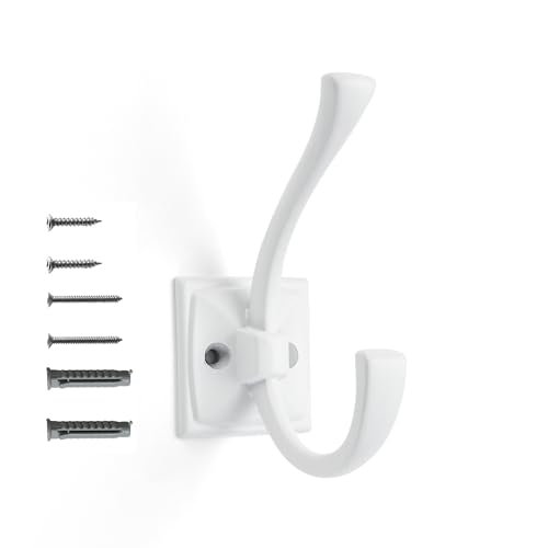 Vintage Wall Hooks,5 Pack Coat Hooks Hardware Towel Hooks for Hanging Coats White Robe Hooks Wall Mounted with Screws for Key, Towel, Bags, Cup. - color: White
