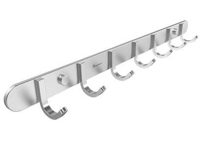 Towel Hook Rack Brushed Nickel 17-Inch Coat Hook Rail Wall Mounted with 7 Hooks, Durable Wall Hangers for Bedroom, Bathroom, Foyer, Hallway (304 Stainless Steel) - size: 7 hooks