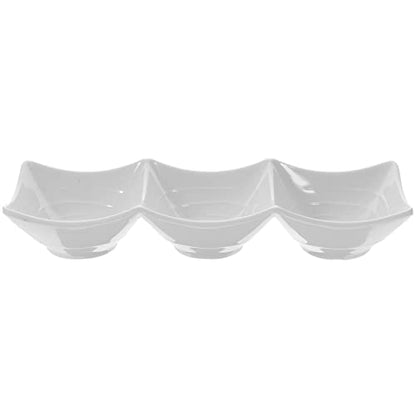 Kichvoe Three-Grid Sauce Dipping Tray 9.65 Inch Divided Serving Dish for Condiments Snacks and Seasonings Reusable Appetizer Plate for Home and Party