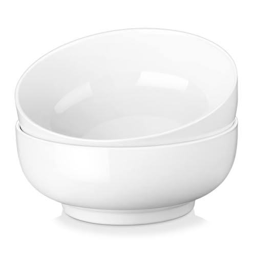 MALACASA Large Serving Bowls, 60 OZ (8") White Salad Bowls Set of 2 | Ceramic Bowls for Kitchen, Soup, Pasta, Dinner, Porcelain Bowls Set for Entertaining, Microwave & Dishwasher Safe - color: Ivory White, size: 60 OZ (Set of 2)