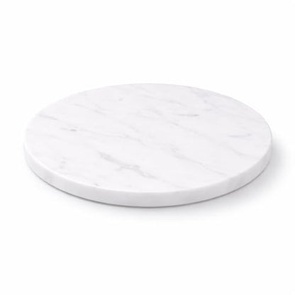 8-Inch Round Marble Cheese Board with Non-Slip Feet | Natural Marble Construction, Unique Veining, 8-Inch Size, 0.5 Inch Thick, Non-Slip Feet, Scratch Protection - color: White, size: 8"L x 8"W