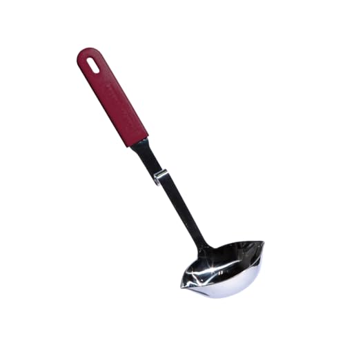 Souper Cubes Soup Ladle Stainless Steel with Patented Pot Hook, Cranberry | Durable Stainless Steel Ladle Hooks to Your Pot to Help Prevent Drips and Keep Counters and Stovetop Clean - color: Cranberry, size: Ladle 1-Pack