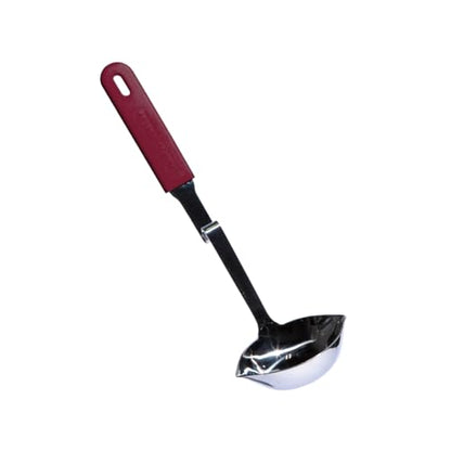 Souper Cubes Soup Ladle Stainless Steel with Patented Pot Hook, Cranberry | Durable Stainless Steel Ladle Hooks to Your Pot to Help Prevent Drips and Keep Counters and Stovetop Clean - color: Cranberry, size: Ladle 1-Pack