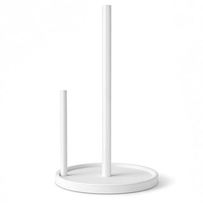 Jesginboo Paper Towel Holder Countertop, White Kitchen Paper Towels Holder, Paper Roll Holder with Weighted Base - color: White