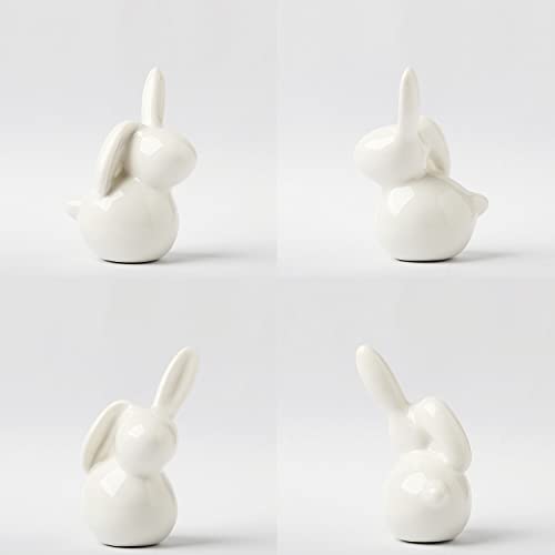 GOODSTART Ceramic Rabbit Ceramic Bunny Figurine Porcelain Modern Art Home Decor, A Set of 2 Rabbit Decor, Easter Bunny Rabbits, Easter Decorations for Home
