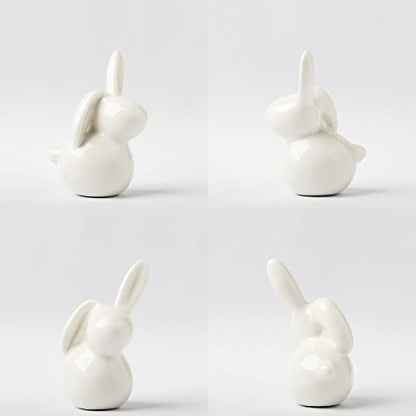 GOODSTART Ceramic Rabbit Ceramic Bunny Figurine Porcelain Modern Art Home Decor, A Set of 2 Rabbit Decor, Easter Bunny Rabbits, Easter Decorations for Home
