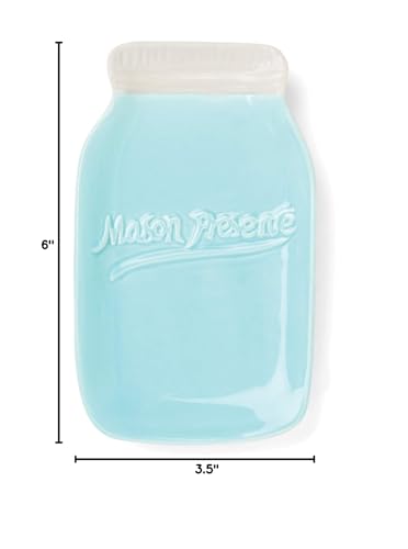 Fox Run 11704 Ceramic Mason Jar Spoon Rest, 6 x 3.5 x 0.75 inches, Blue - style: Spoon Rest