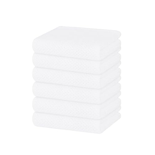 Homaxy 100% Cotton Waffle Weave Kitchen Dish Towels 6-Pack, White | 13 x 28 Inches, Ultra Soft Absorbent Dish Towels, Quick Drying Cleaning Towels - color: White, size: 13 X 28 - 6 Pack
